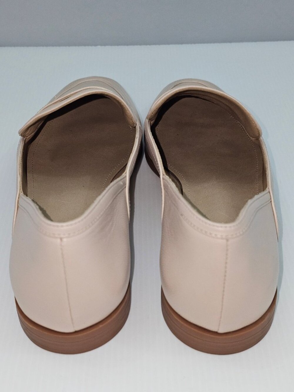 Schutz Maurice Penny Loafer Flats Womens 10 Beige Nappa Leather Minimalist NEW - Picture 10 of 14